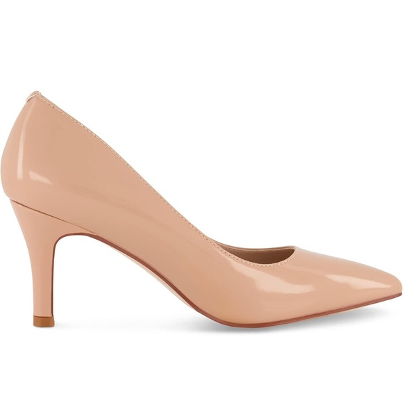 CUSHIONAIRE Women's Halsey Dress Pump with + Comfort Patent Leather Nude Heel - Picture 2 of 9